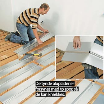 Gulvvarme under trægulv: Nu bredes varmefordelingspladerne Gulvvarme under trægulv: Nu bredes varmefordelingspladerne